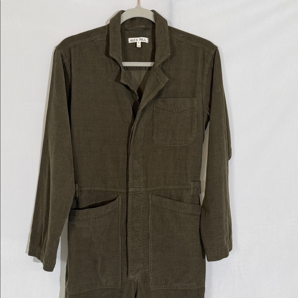 Alex Mill Fine Wale Corduroy Standard Jumpsuit Size S In Military Olive EUC - Picture 2 of 9